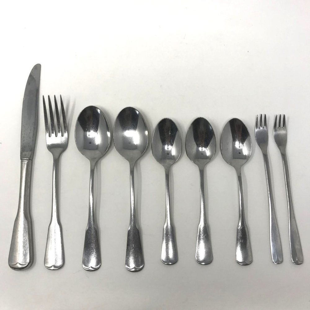9 pc Oneida Profile Plymouth Rock Stainless Flatware MCM